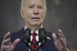 President Joe Biden speaks before signing a $95 billion Ukraine aid package that also includes support for Israel, Taiwan, and other allies, in the State Dining Room of the White House, Wednesday, April 24, 2024, in Washington. (AP Photo/Evan Vucci)